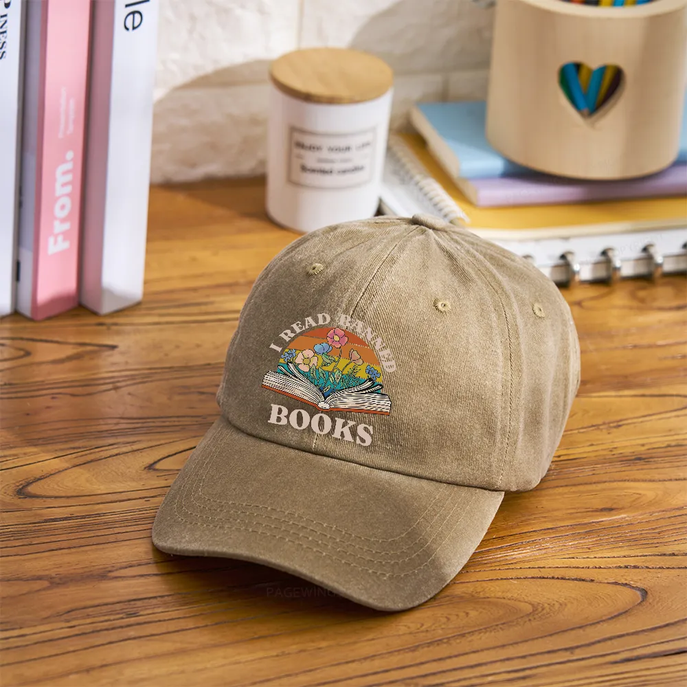 Pagewings I Read Banned Books Washed Cap