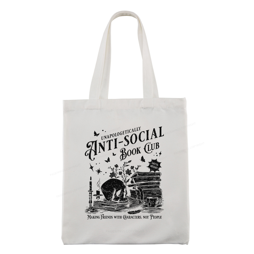 Pagewings Anti-social Book Club Comfort Colors Tote Bag