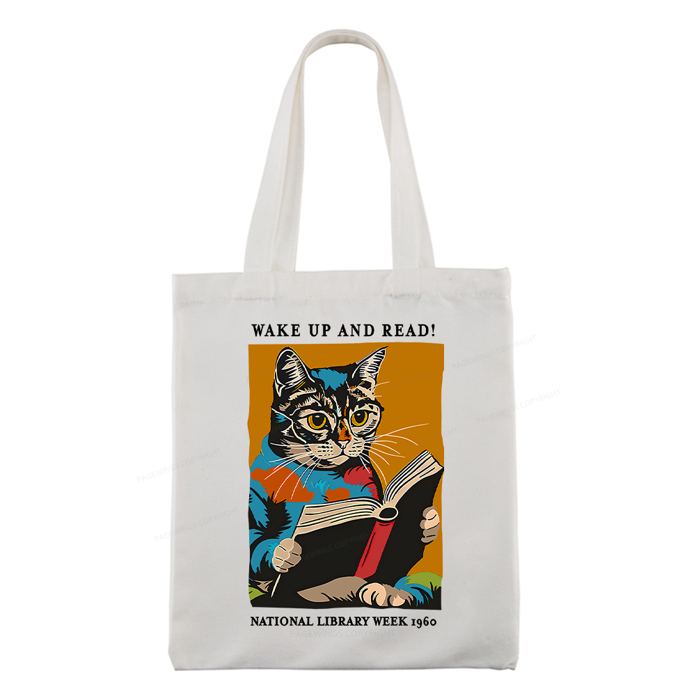 Pagewings Cat Reading Poster Tote Bag