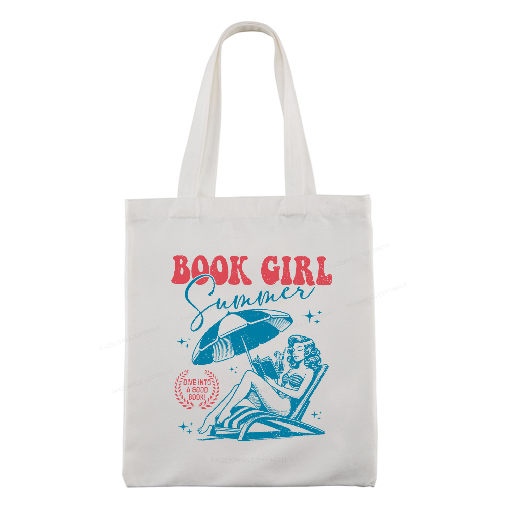 Pagewings Book Girl Summer Tote Bag
