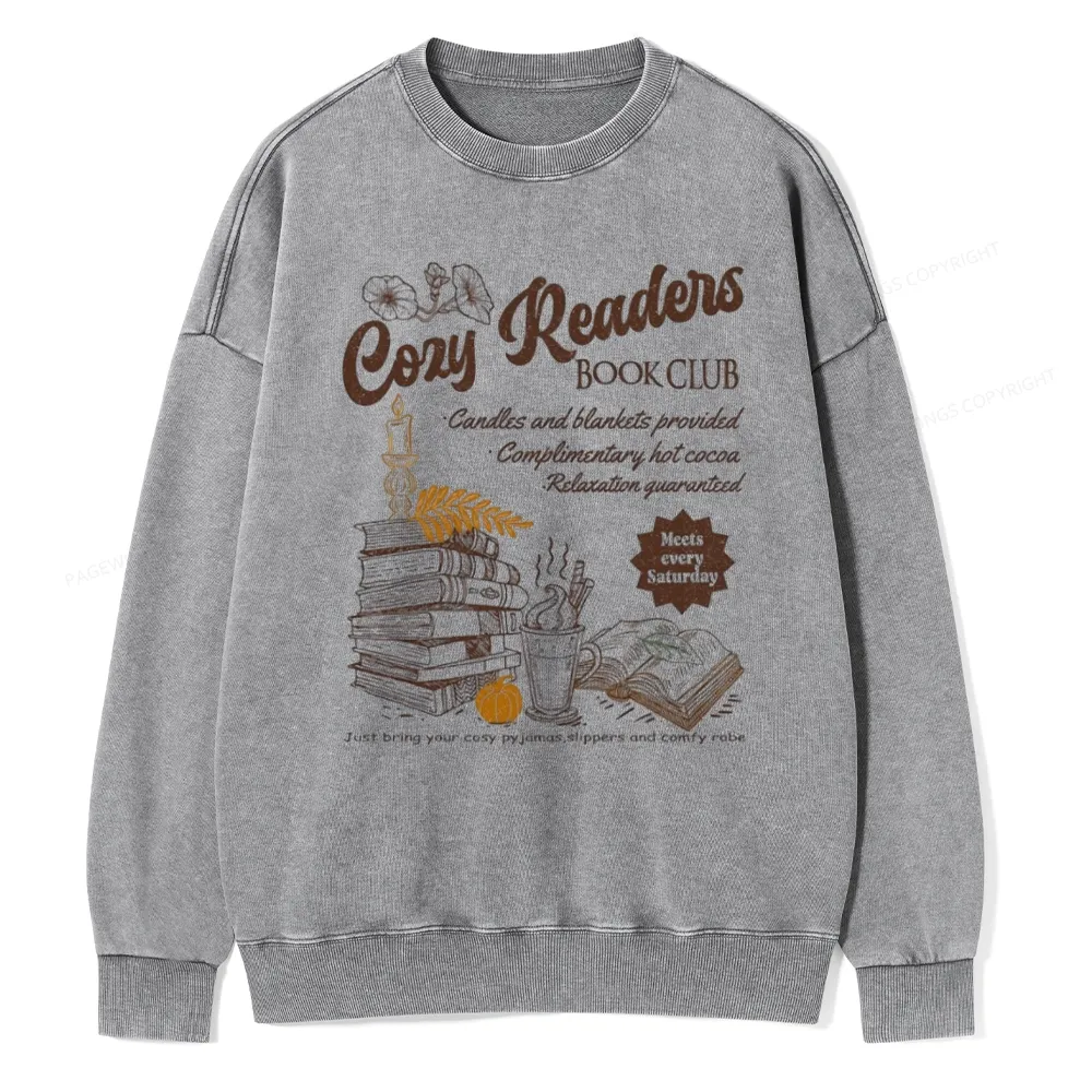 Pagewings Cozy Reader Unisex Washed Sweatshirt