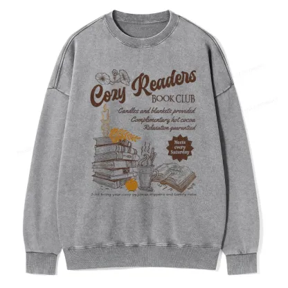 Pagewings Cozy Reader Unisex Washed Sweatshirt