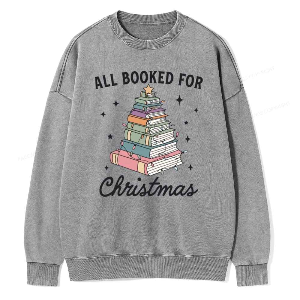Pagewings All Booked For Christmas Unisex Washed Sweatshirt