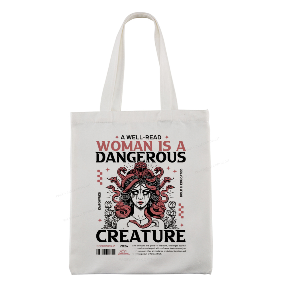 Pagewings A Well-Read Woman is A Dangerous Creature Tote Bag