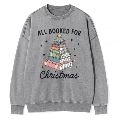 Pagewings All Booked For Christmas Unisex Washed Sweatshirt