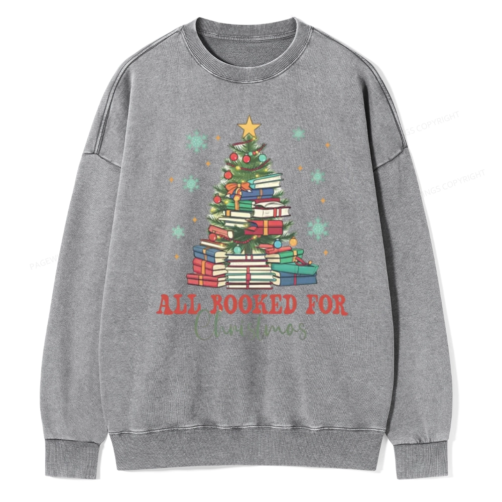 Pagewings All Booked for Christmas Unisex Washed Sweatshirt