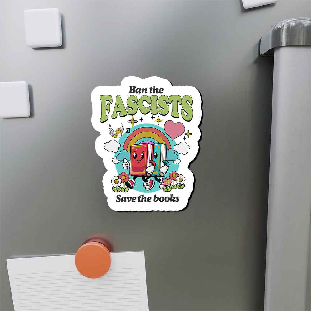 Pagewings Ban the Fascists Save the Books Fridge Magnet