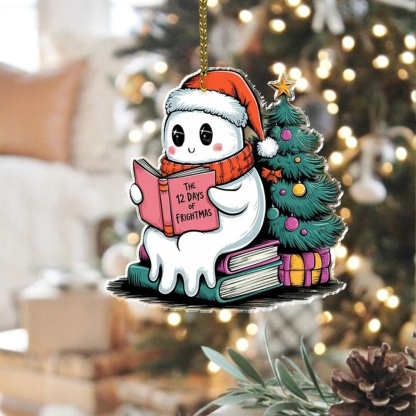 Pagewings Personalized Christmas Bookworm Girl Ornament