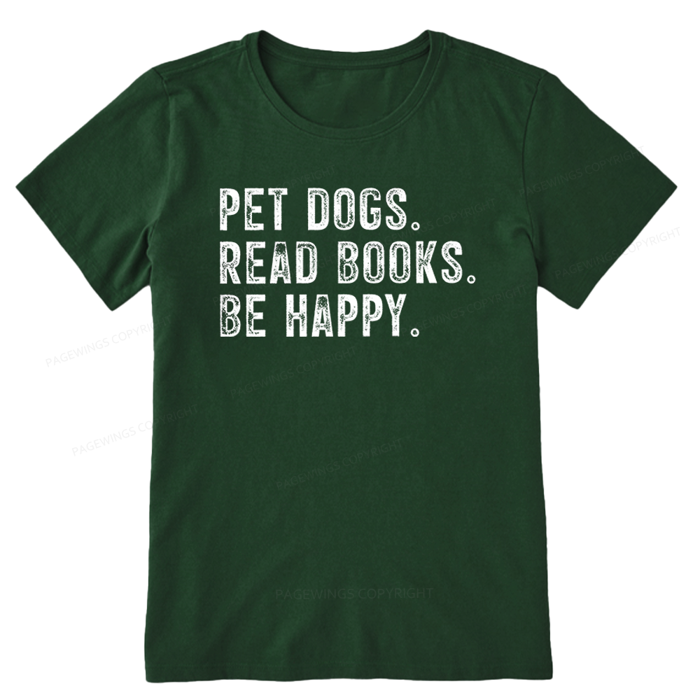 Pagewings Pet Dogs Read Books Be Happy Unisex Classic T-shirt