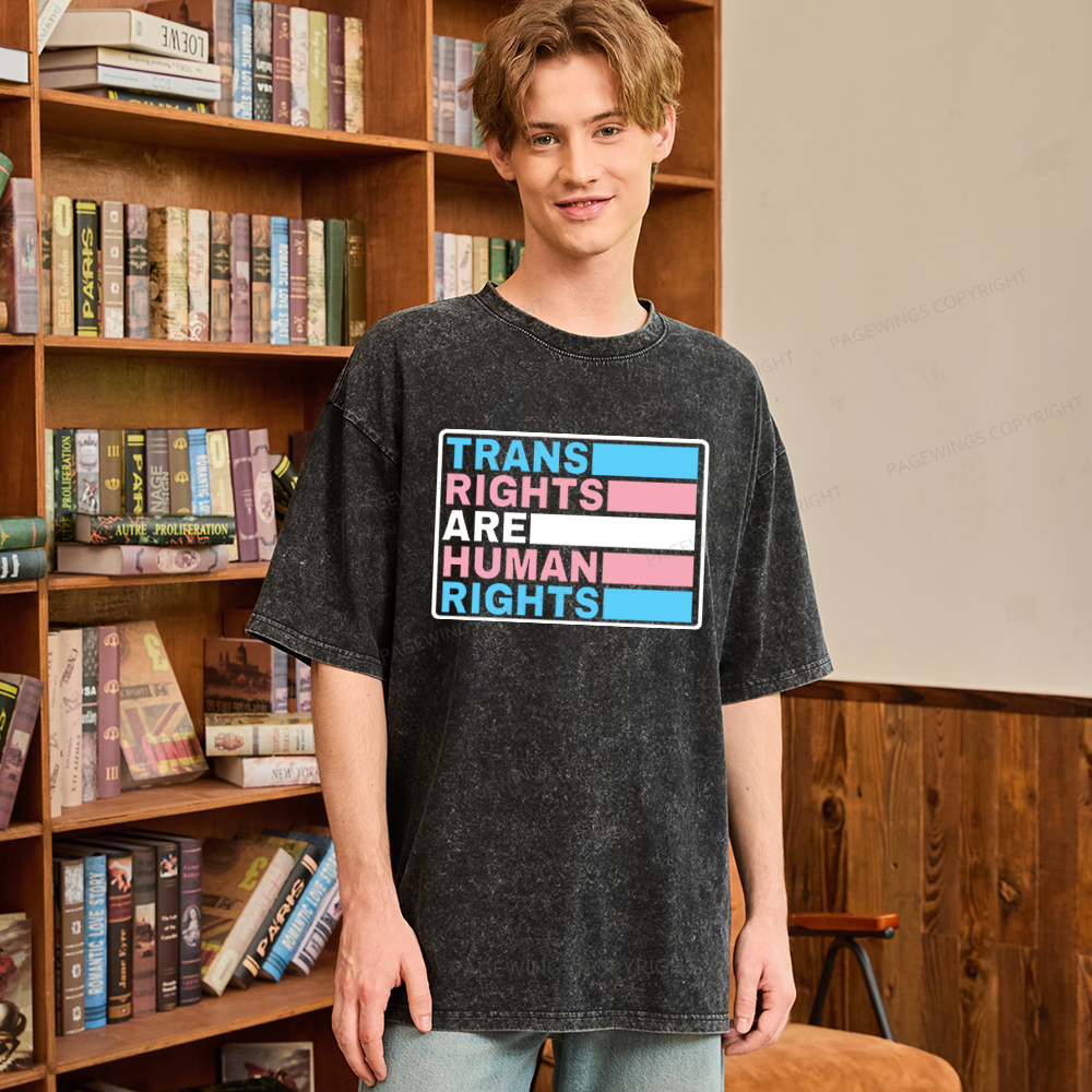 Pagewings Trans Rights Are Human Rights Unisex Washed T-shirt