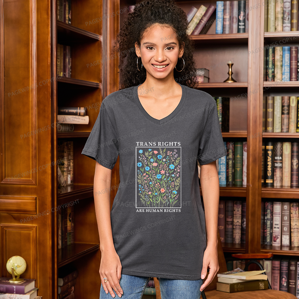 Pagewings Trans Rights Are Human Rights V-neck T-shirt