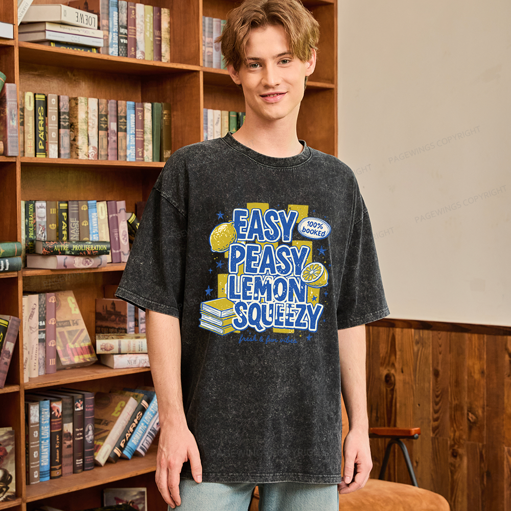 Pagewings Easy Peasy Lemon Squeezy Unisex Washed T-shirt