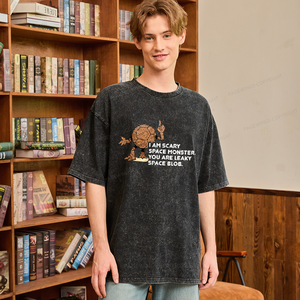 Pagewings I Am Scary Space Monster Unisex Washed T-shirt
