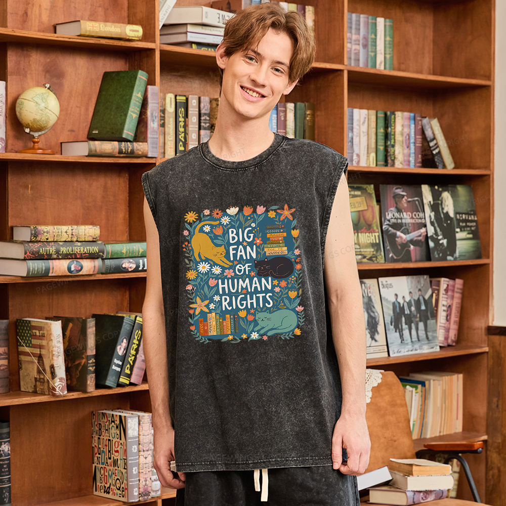 Pagewings Big Fan Of Human Rights Unisex Washed Tank Top