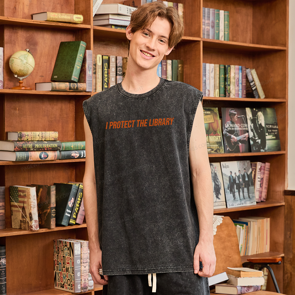 Pagewings I Protect The Library Unisex Washed Tank Top