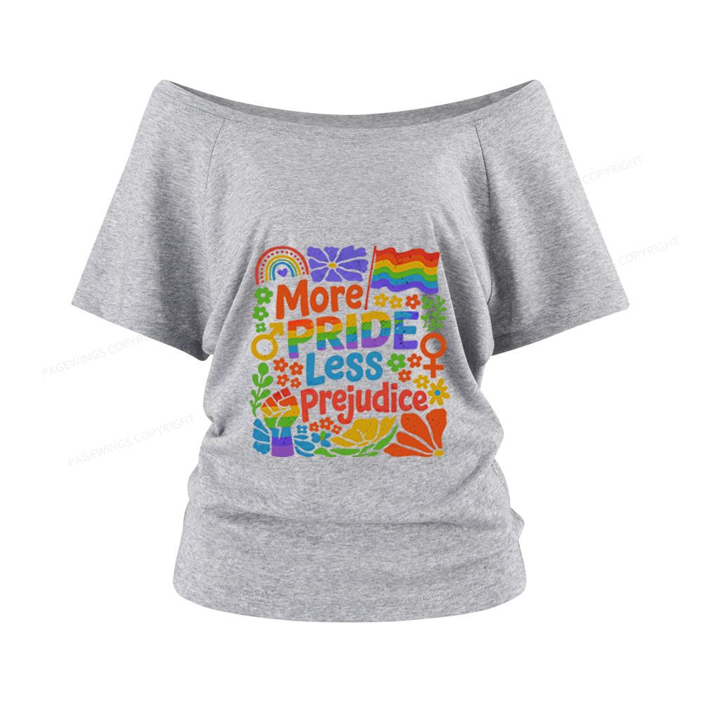 Pagewings More Pride Less Prejudice Women Off Shoulder T-shirts