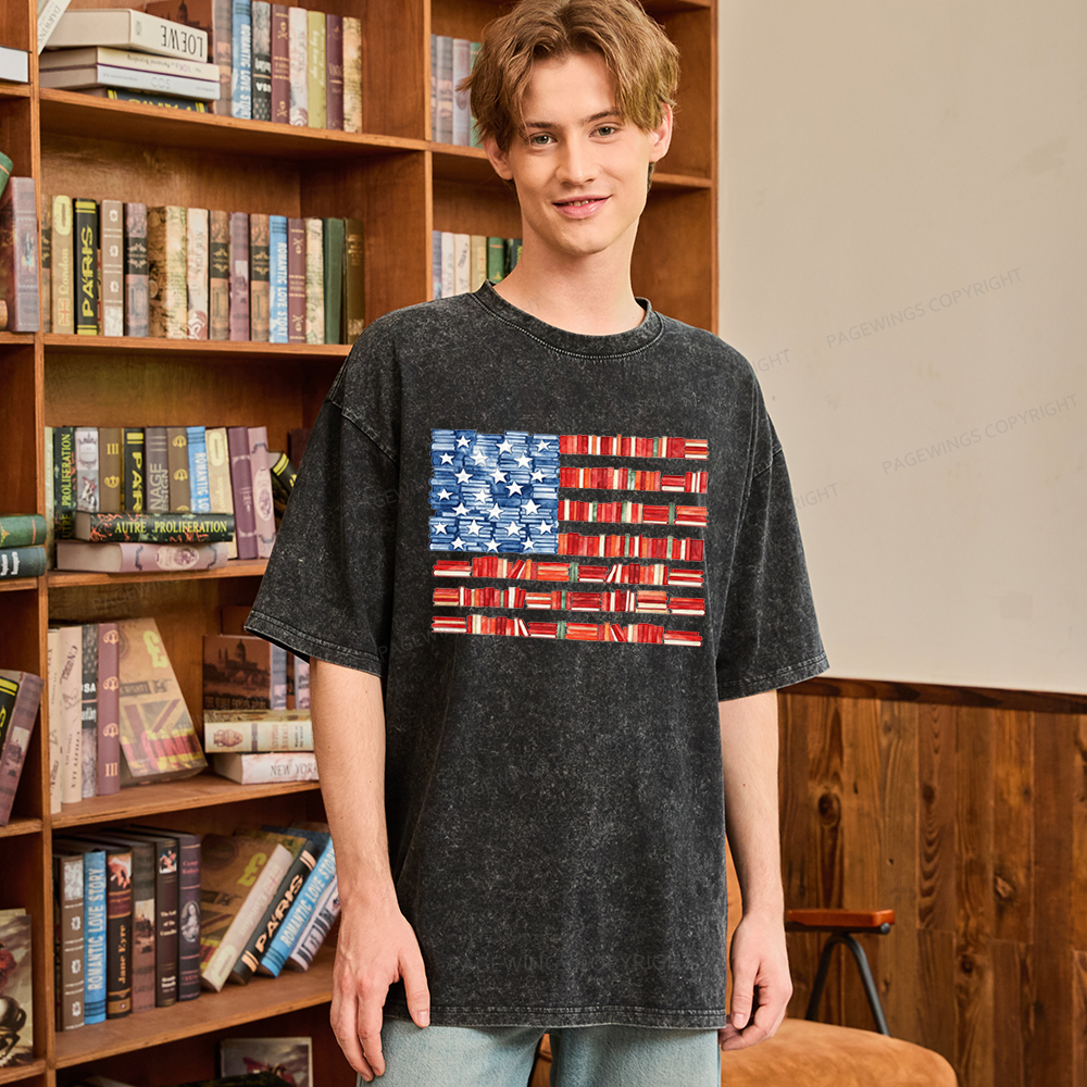 Pagewings Book Flag Unisex Washed T-shirt