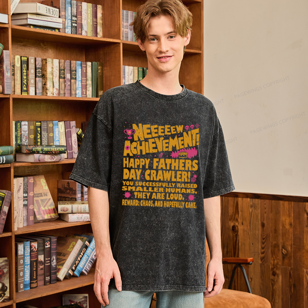 Pagewings Dad Achievement Unisex Washed T-shirt