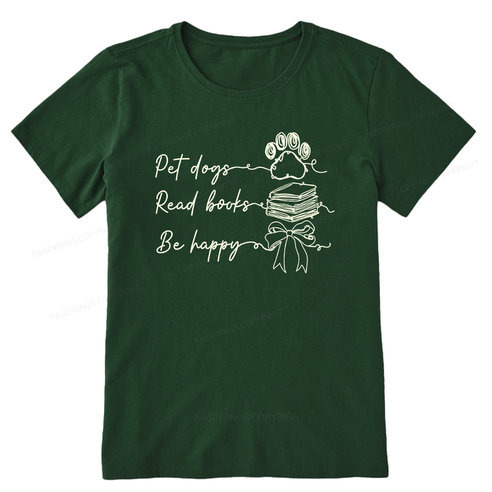 Pagewings Pet Dogs Read Books Be Happy Unisex Classic T-shirt
