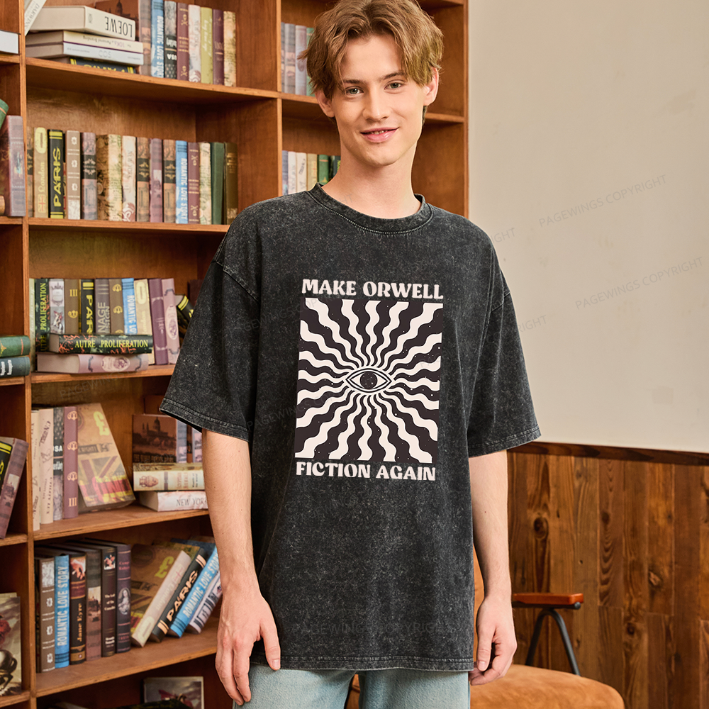 Pagewings Make Orwell Fiction Again Unisex Washed T-shirt