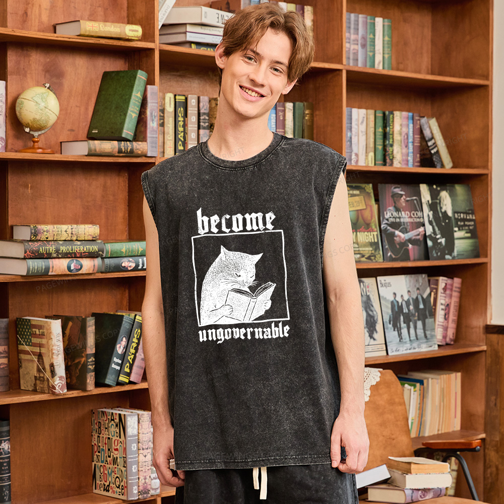 Pagewings Become Ungovernable Unisex Washed Tank Top