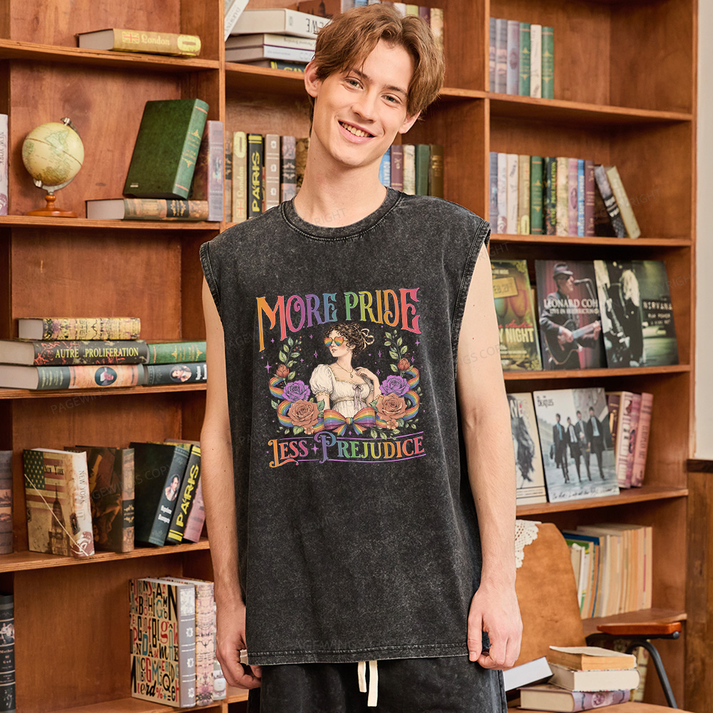 Pagewings More Pride Less Prejudice Unisex Washed Tank Top