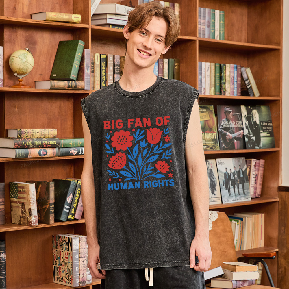 Pagewings Big Fan Of Human Rights Unisex Washed Tank Top