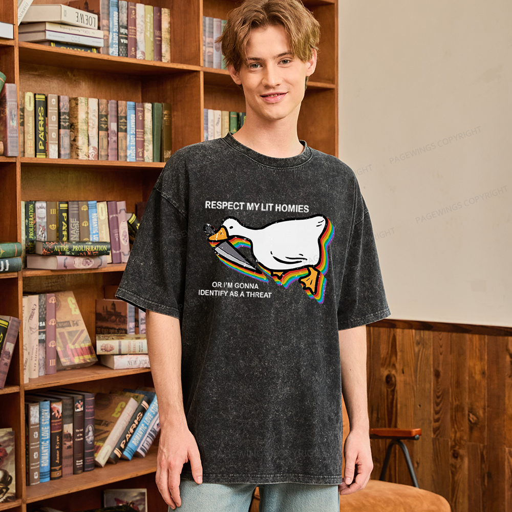 Pagewings Respect My Lit Homies Unisex Washed T-shirt