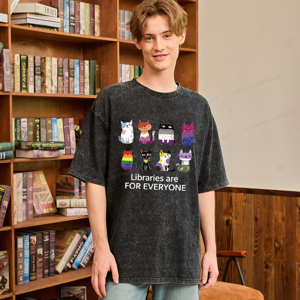 Pagewings Libraries Are For Everyone Unisex Washed T-shirt