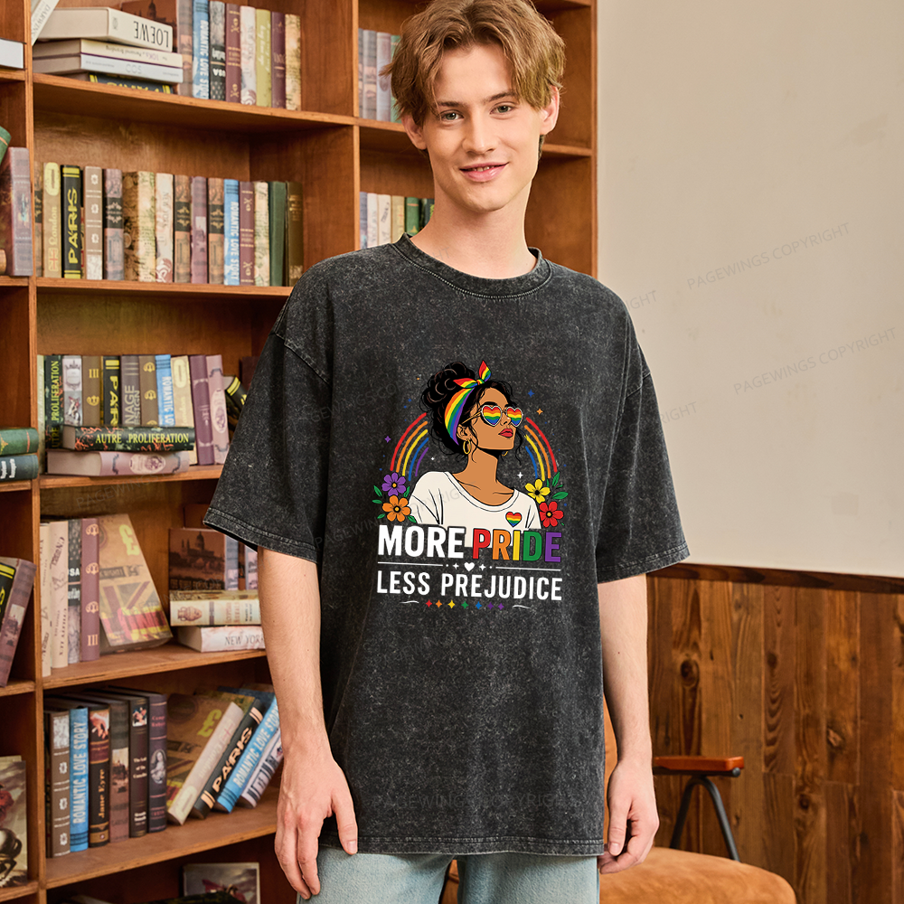 Pagewings More Pride Less Prejudice Unisex Washed T-shirt