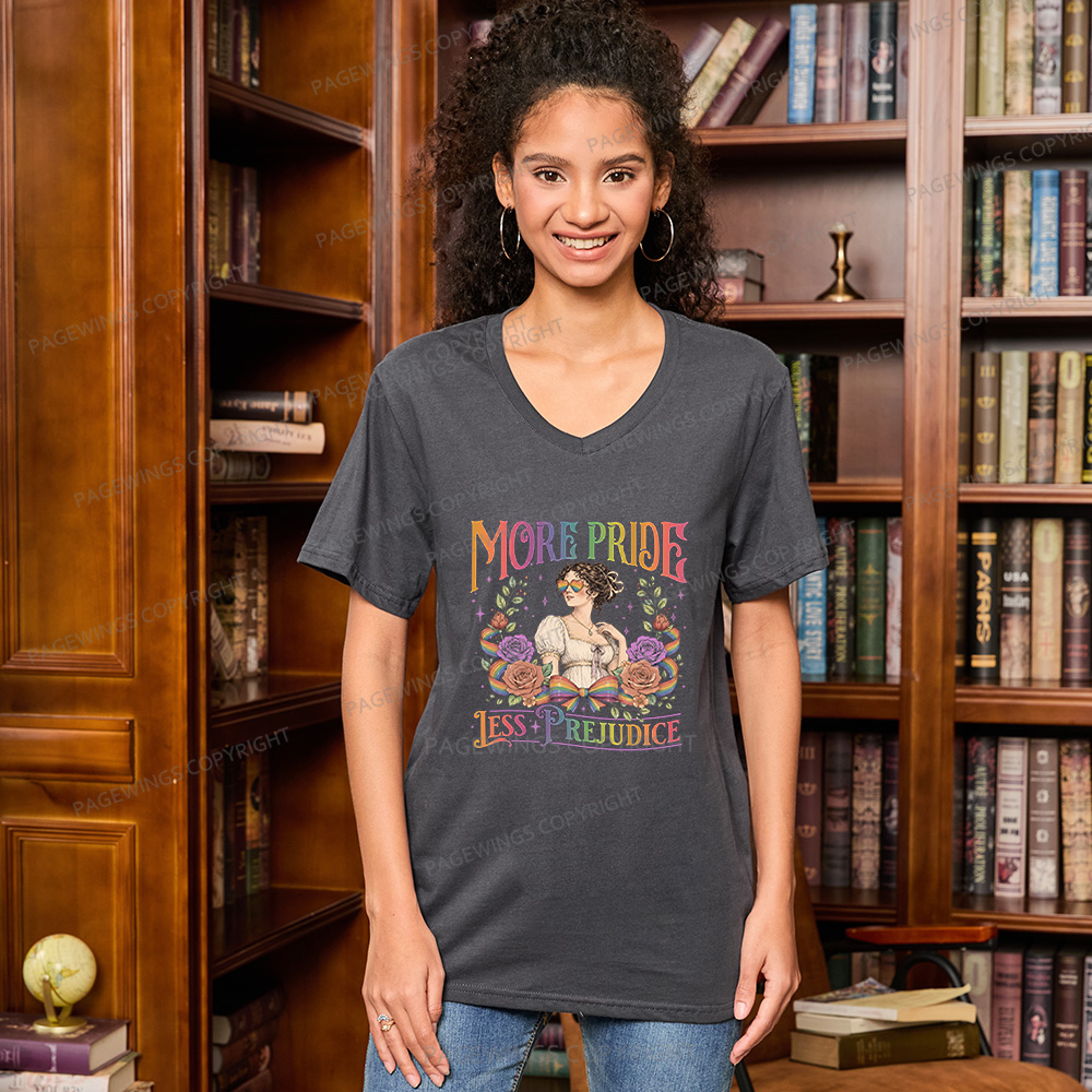 Pagewings More Pride Less Prejudice V-neck T-shirt