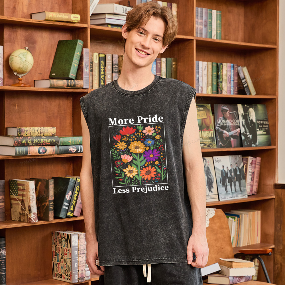 Pagewings Pagewings More Pride Less Prejudice Unisex Washed Tank Top