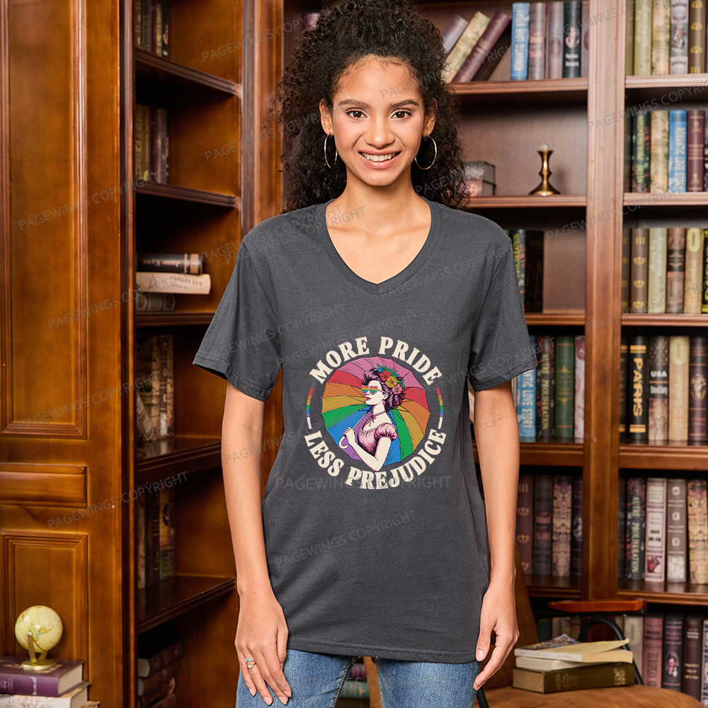 Pagewings More Pride Less Prejudice V-neck T-shirt
