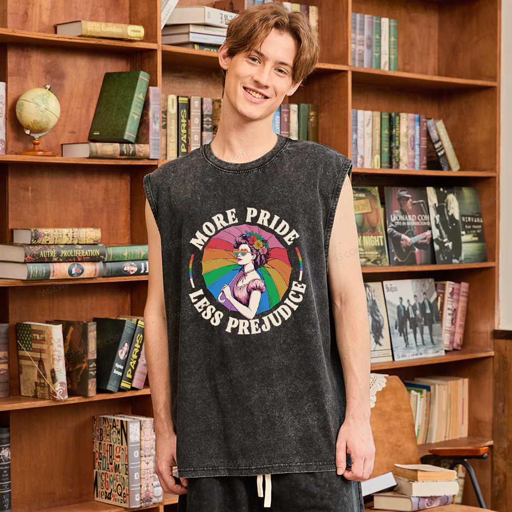 Pagewings More Pride Less Prejudice Unisex Washed Tank Top