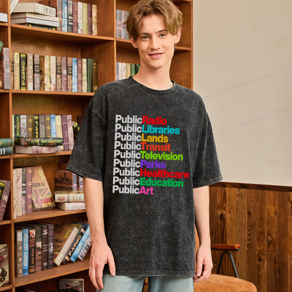 Pagewings Personalized Public Libraries Unisex Washed T-shirt