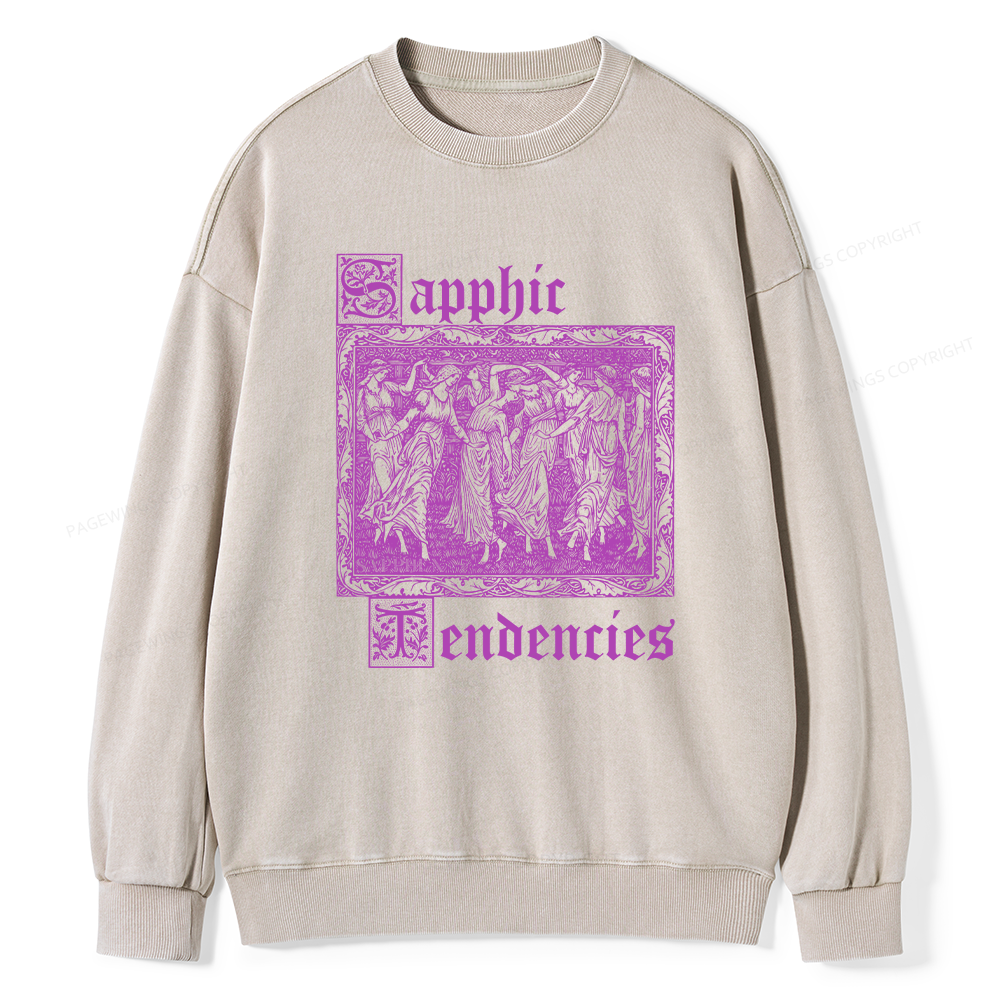 Pagewings Sapphic Tendencies Unisex Washed Sweatshirt