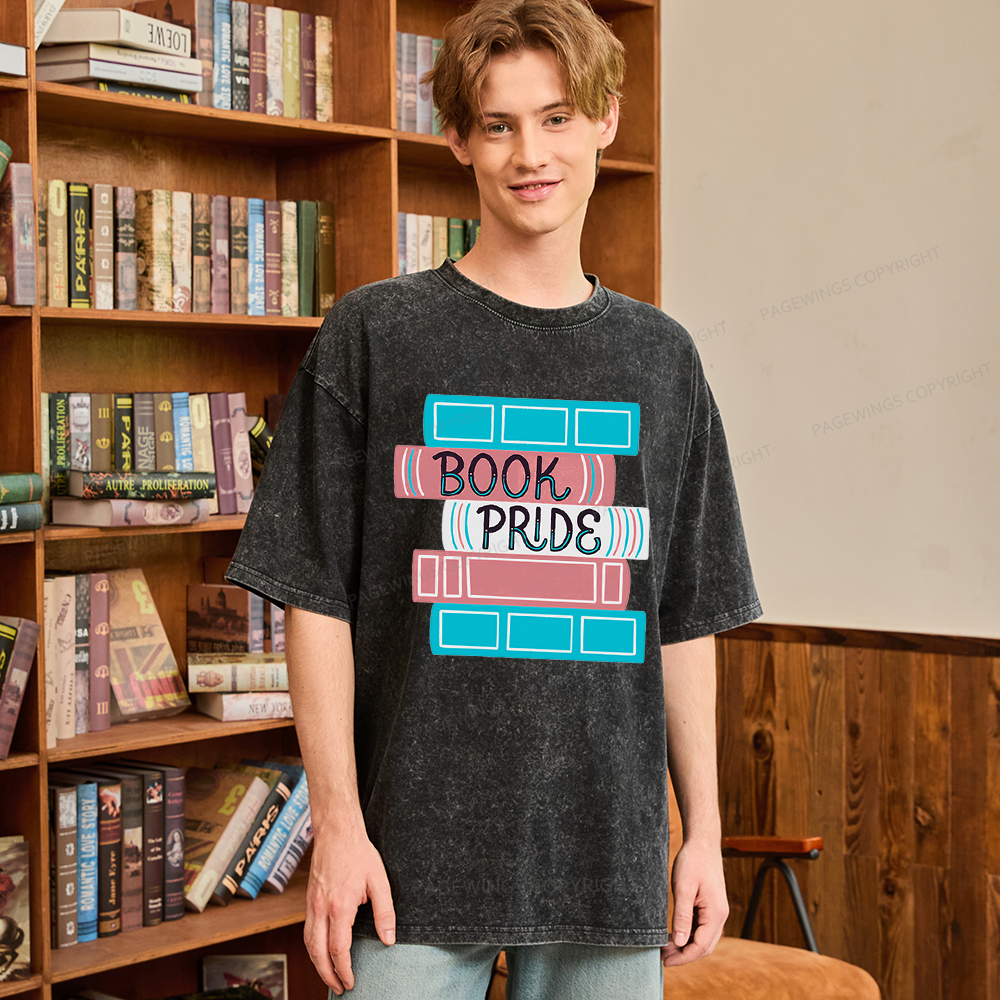 Pagewings Trans Book Pride Unisex Washed T-shirt