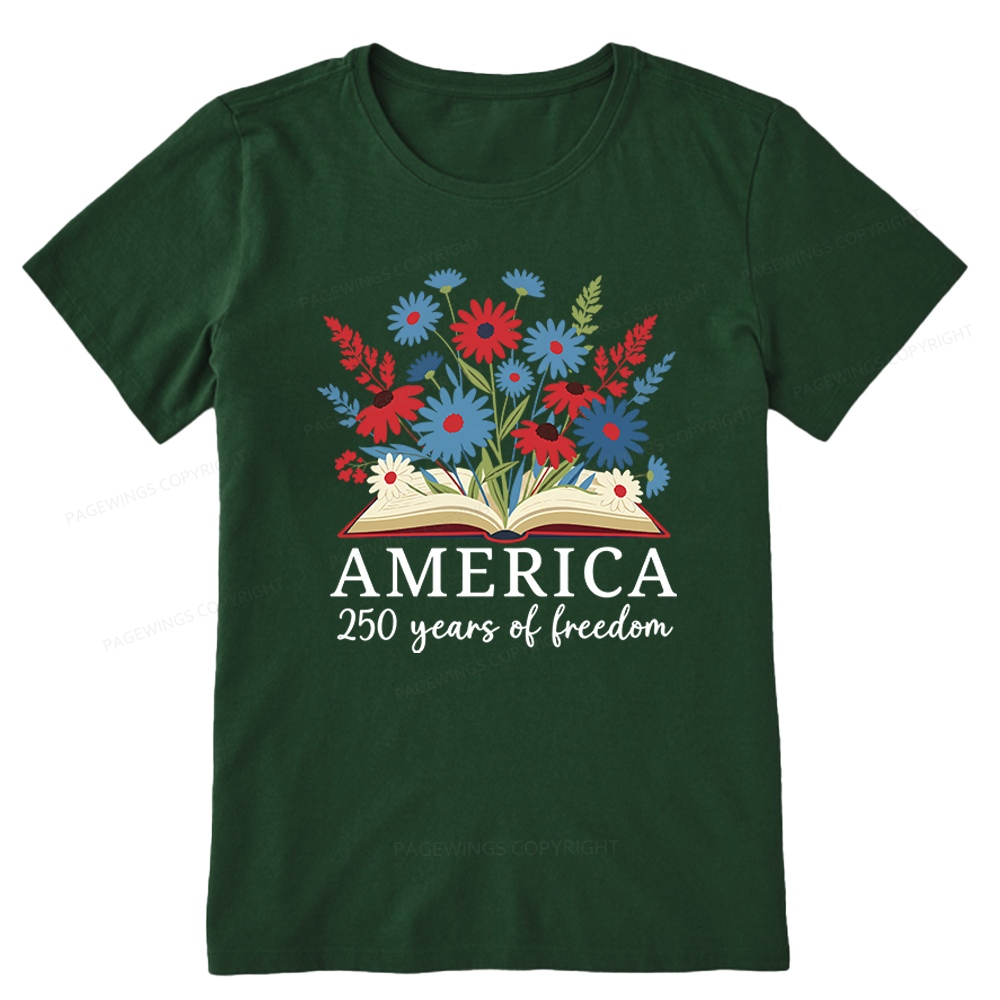 Pagewings Floral Patriotic America 250 Unisex Classic T-shirt