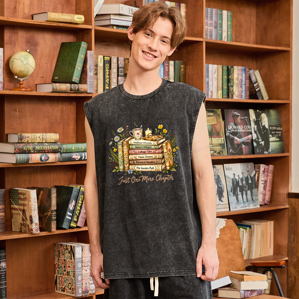 Pagewings Just One More Chapter Unisex Washed Tank Top