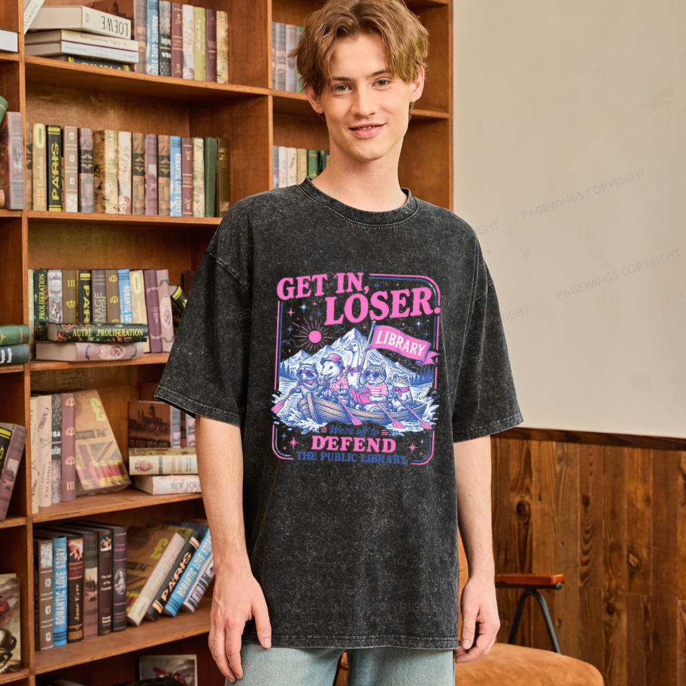 Pagewings We’re Off To Defend The Public Library Unisex Washed T-shirt