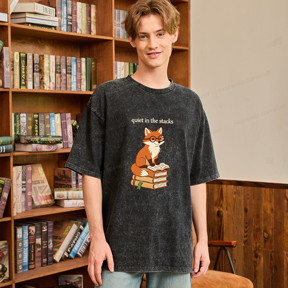 Pagewings Quiet In The Stacks Unisex Washed T-shirt