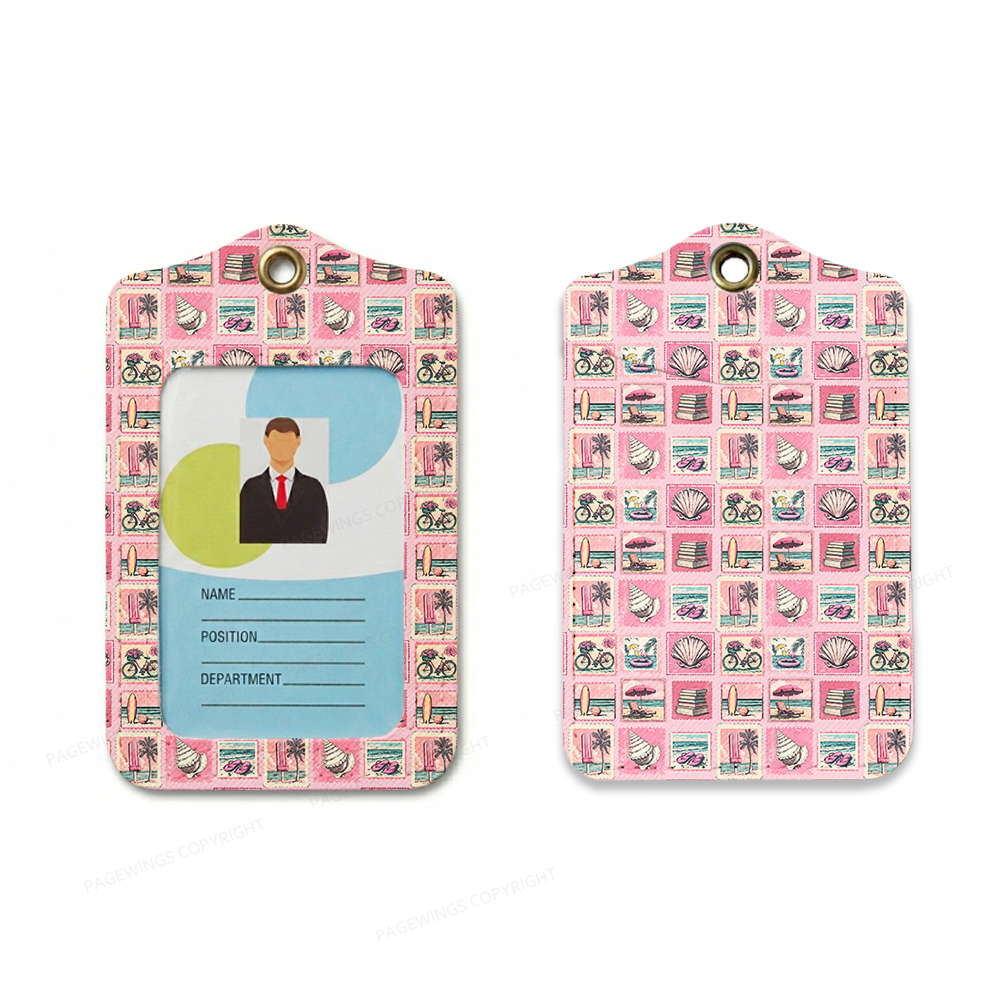 Pagewings Retro Beach Book Lover Leather Badge Holder  
