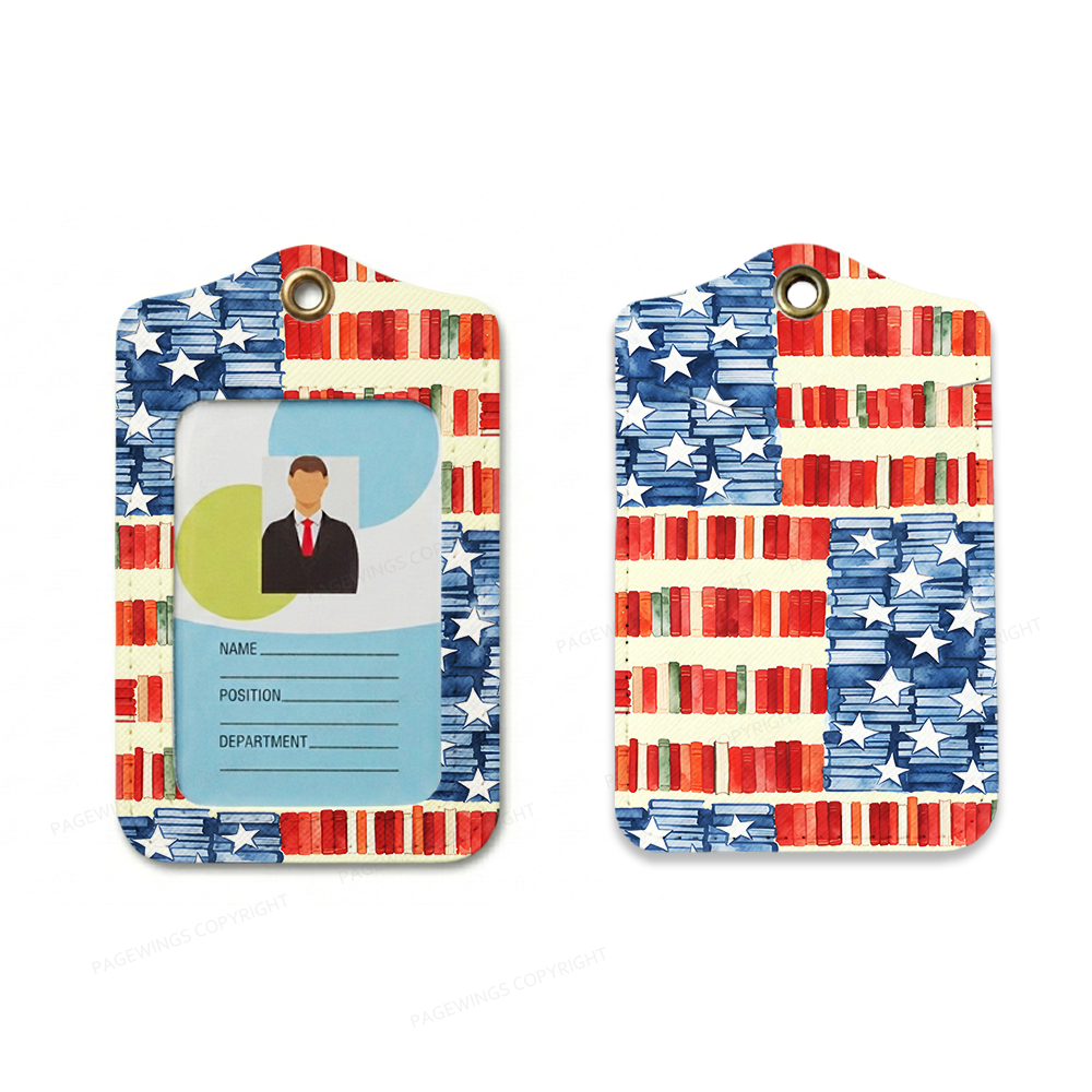 Pagewings Patriotic Nerd Leather Badge Holder  