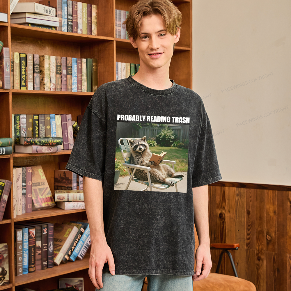 Pagewings Probably Reading Trash Unisex Washed T-shirt
