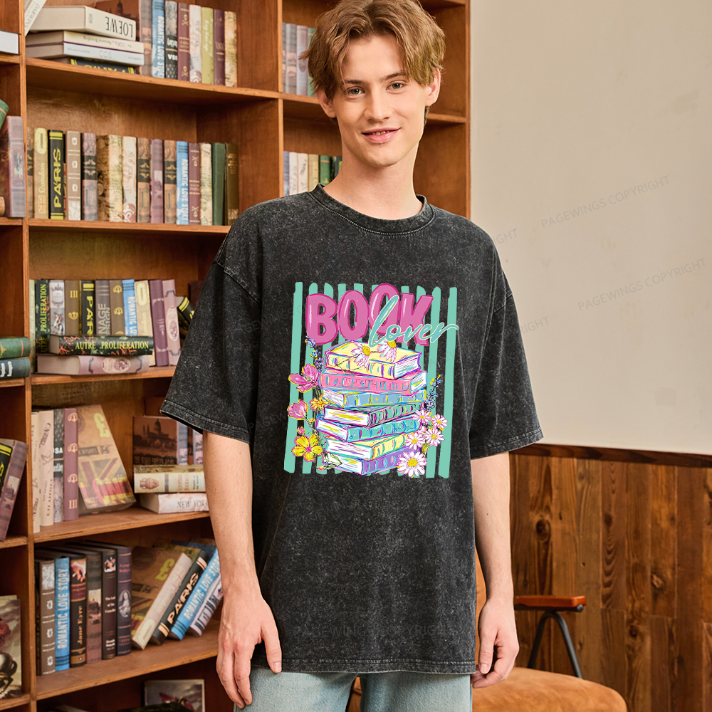 Pagewings Floral Bookish Unisex Washed T-shirt