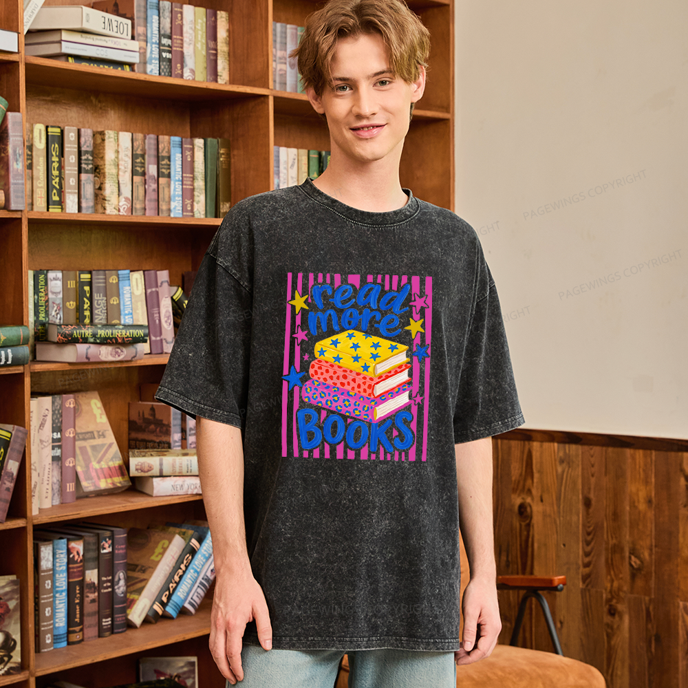 Pagewings Read More Books Unisex Washed T-shirt