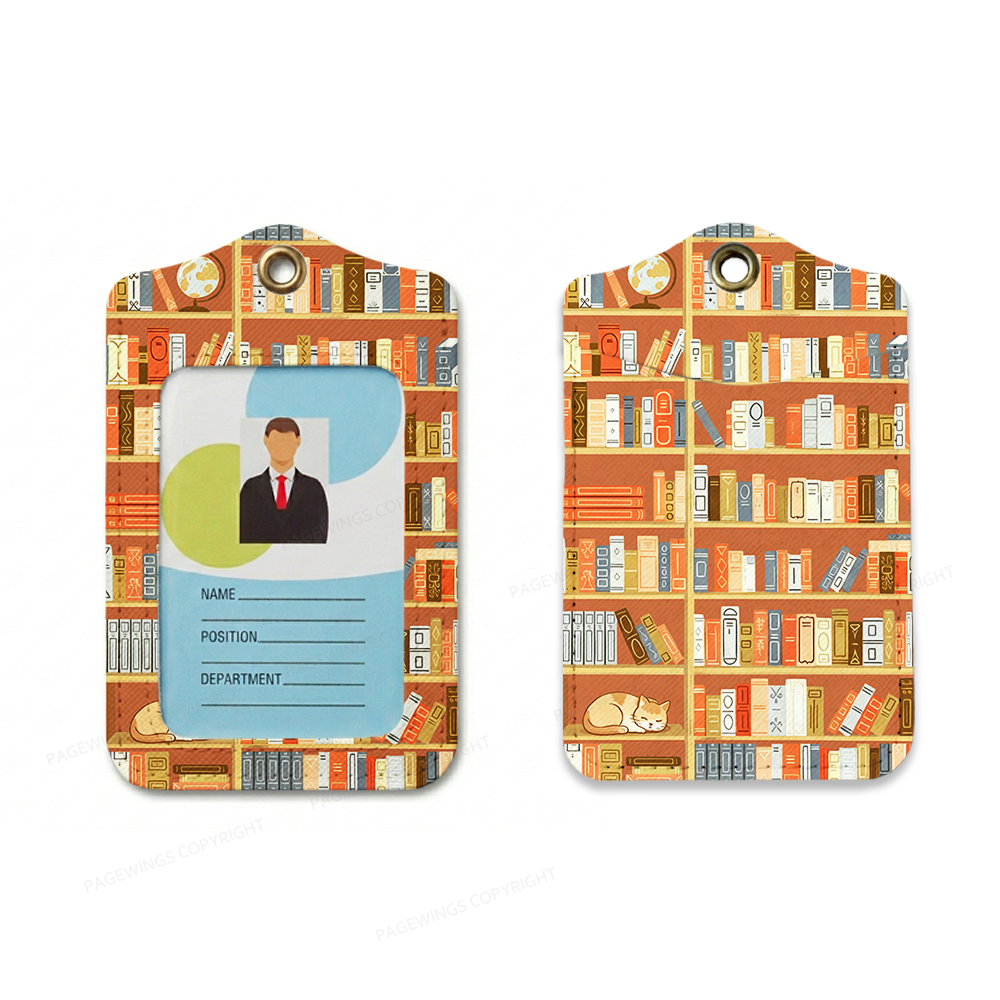 Pagewings Read More Books Leather Badge Holder  