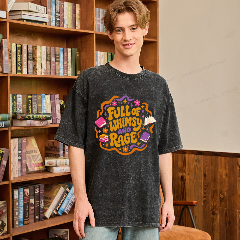 Pagewing Full Of Whimsy And Rage Unisex Washed T-shirt