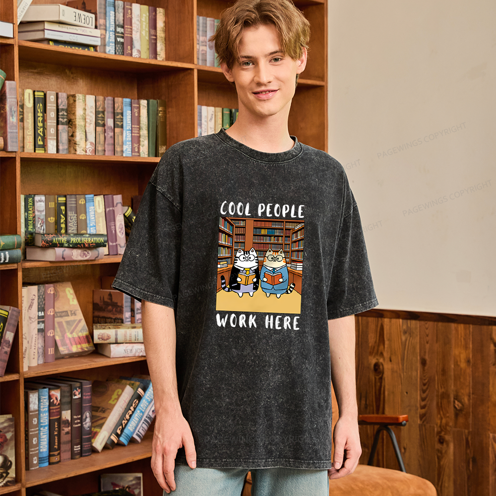 Pagewings Cool People Work Here Unisex Washed T-shirt