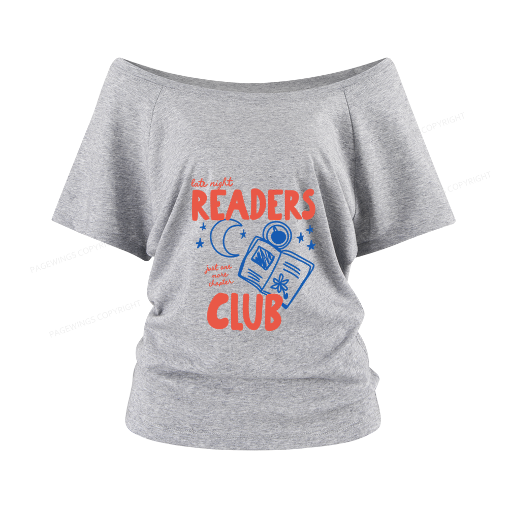 Pagewings Late Night Readers Club Women Off Shoulder T-shirts